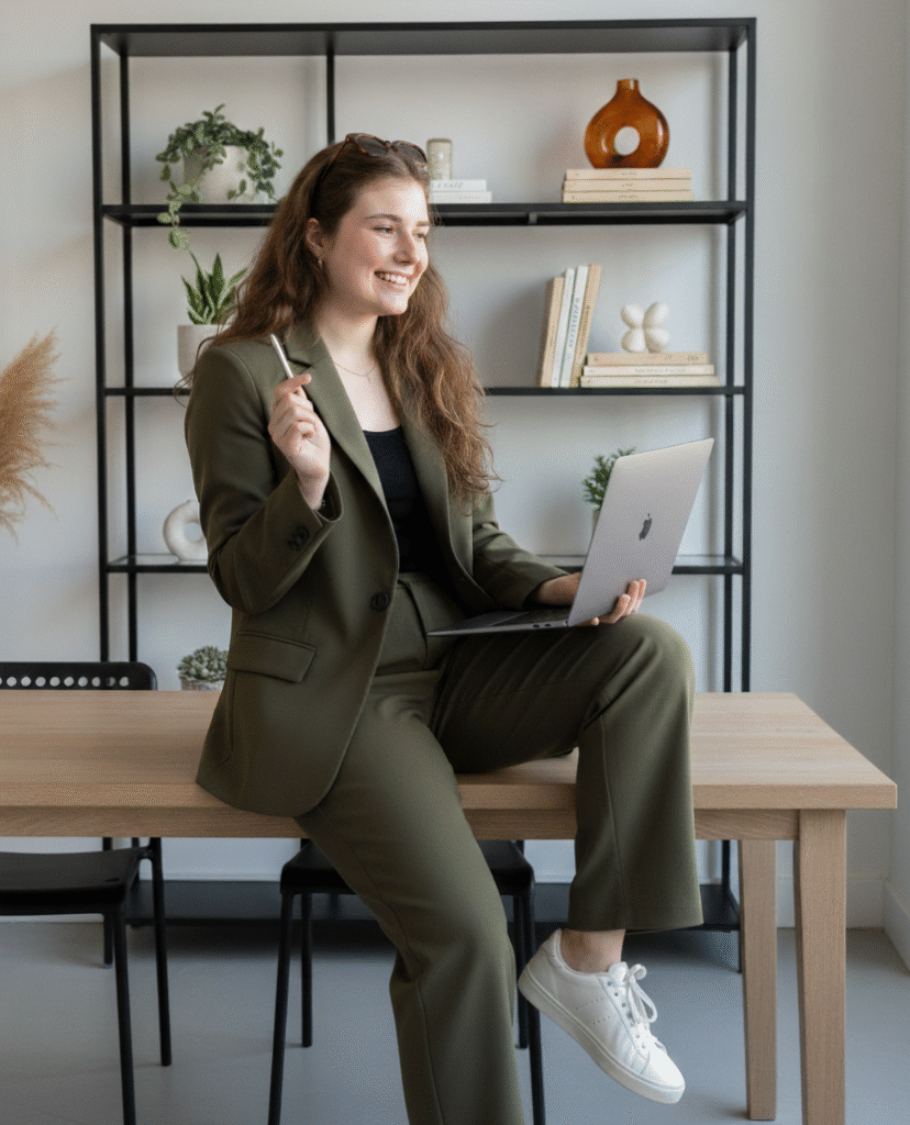 Mulher olhando para o computador